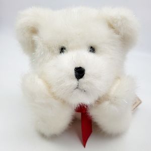 Boyds The Head Bean Collection White Bear "Cuddles" Holding His Head on His Paws